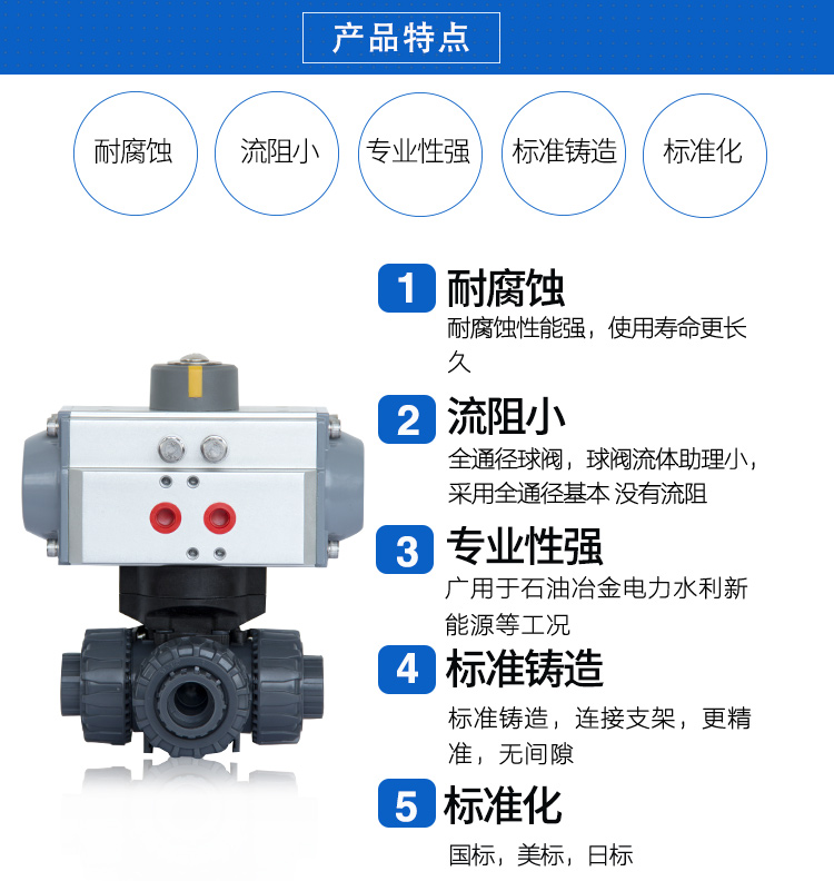 氣動(dòng)三通pvc球閥 氣動(dòng)三通pvc球閥